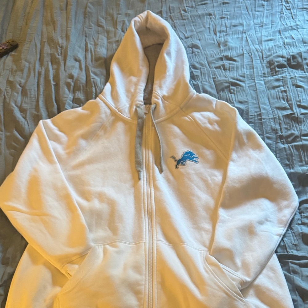 Antigua White Hoodie Jacket with Blue Logo
